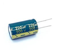 Juego de 2 condensadores electrolíticos de aluminio de 200 V, 220 μF, ±20%, tamaño 18 x 30 mm.