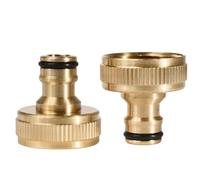 Juego de 2 conectores de grifo de latón de 1 pulgada con rosca interior IG 1" - Adaptador universal para manguera de jardín Acoplamiento rápido compatible con sistema Gardena - Resistente a la presión