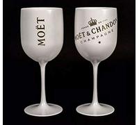 Juego de 2 copas de cristal acrílico con letras de oro blanco y champán imperial Moet & Chandon Ice