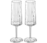 Koziol Superglas Club No. 14, 2 piezas, 100 ml, copas de champán y cava de plástico transparente con efecto cristal, lujosas, irrompibles, reutilizables, fiesta, camping, set de 2
