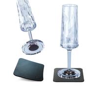 Silwy® - Vasos magnéticos de plástico de alta tecnología con nano almohadillas de gel de metal, antideslizantes, accesorios para camping, barcos y yates (vino espumoso, 0,15 l, juego de 2)