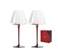 Juego de 2 copas de vino transparentes de tallo largo sopladas a mano, copas de vino tinto borgoña, champán, cristalería de cóctel, con caja de regalo (22oz, 2pcs)