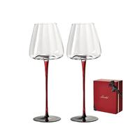 Juego de 2 copas de vino transparentes de tallo largo sopladas a mano, copas de vino tinto borgoña, champán, cristalería de cóctel, con caja de regalo (19oz, 2pcs)