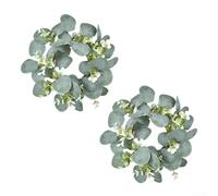 Juego de 2 coronas de eucalipto diseñadas para decoración de cocina, puerta, ventana y pared con hojas de seda y material plástico resistente a los rayos UV