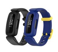 Juego de 2 Correas de Repuesto Chofit compatibles con Fitbit Ace 3, Silicona Suave, Ajustable y Flexible, para rastreador de Actividad Ace 3/Inspire 2 (Negro + Azul Amarillo)
