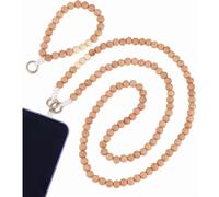 Juego de 2 correas para teléfono con cadena cruzada, cuentas de madera, correa para celular, cordón, correa de muñeca, cadenas para bolso de