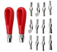 Juego de 2 cortadores de linóleo, kit de tallado de sellos de goma con 6 tipos de cuchillas, herramienta de impresión de corte Lino Craft para impresión, impresión en bloque (rojo)