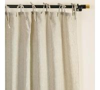Juego de 2 cortinas de gasa a rayas, estilo bohemio de lino, filtración de luz, para puerta y ventana, tratamiento con 2 paneles para sala de estar, decoración de interiores, verde sobre beige (160 x