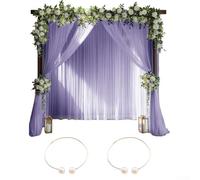 Juego de 2 cortinas de gasa con hebillas de cortina para crear espacios encantadores para eventos (morado)