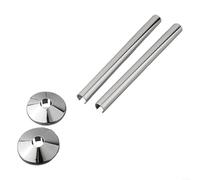 Juego de 2 cubiertas de tubo de radiador con collares para tubos de 15 mm que ofrecen una solución funcional y elegante (cromado)