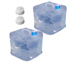 Juego de 2 cubos plegables ligeros con espiga resistente a fugas y mango de doble propósito para camping, senderismo y uso en el campo (20 L)