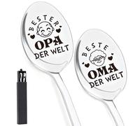 Juego de 2 cucharas de café con texto en inglés "Beste Oma und Opa der Welt", regalo de cumpleaños y Navidad