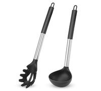 Juego de 2 cucharas de silicona para espaguetis, resistentes al calor, para utensilios de cocina, para cocinar, remover, servir espaguetis, sopa, salsa