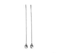 Juego de 2 cucharas mezcladoras de cóctel de acero inoxidable con mango largo para uso doméstico o profesional, agitadores plateados de 30/40 cm (40 cm)