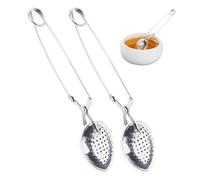 Juego de 2 cucharillas de acero inoxidable, colador de tetera con mango largo, accesorios para tetera y especias de acero inoxidable