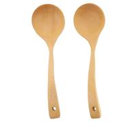 Juego de 2 cucharones de de abedul de primera calidad, resistentes al calor, utensilios de cocina de mango largo para cocinar, servir, mezclar, sopas, salsas, ideal para