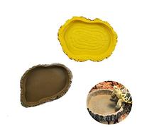 Juego de 2 cuencos de agua para reptiles, tortugas, comederos para anfibios, serpientes geco, lagarto, camaleón