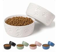 Juego de 2 Cuencos de cerámica para Perros con Anillos Antideslizantes, 5 Pulgadas de Redondo x 2 Pulgadas de Alto, Juego de 2 Cuencos de cerámica para Perros pequeños, Cuencos para Perros pequeños,
