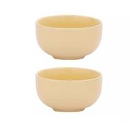 Juego De 2 Cuencos De Cereales, 340 Ml, Cerámica Blanca, Ensaladera Grande, Cuenco De Desayuno For Sopa, Avena, Arroz, Fruta(Yellow)