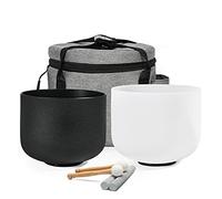 Juego de 2 cuencos de cristal Yin y Yang de 8 pulgadas, color negro y blanco de 10 pulgadas