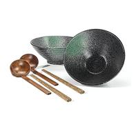 Juego de 2 cuencos de ramen de cerámica - Tazones de fideos de porcelana para pasta, sopas, ensaladas, aperitivos, cereales con cucharas y palillos, 1000 ml