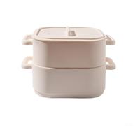 Juego de 2 cuencos de silicona para vapor de microondas con asa, recipientes resistentes al calor para preparación y almacenamiento de alimentos (beige)