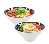 Juego de 2 cuencos grandes de cerámica para ramen de 1200 ml, vajilla inspirada en cuencos de sopa para postre, cereales, fideos, gachas, sopa tailandesa Udon Wonton, color blanco (20 x 8,3 cm), apto