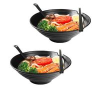 Juego de 2 cuencos japoneses de ramen, 1000 ml, cuenco de sopa antideslizante premium con cuchara y palillos, tazón de ramen, vajilla asiática, juego de tazón para pasta asiática y udon, soba