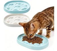 Juego de 2 cuencos ovalados para gatos, con forma de espiga, antideslizantes, para comer lentamente