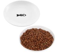 Juego de 2 cuencos para gatos, platos anchos y planos, cuencos de cerámica de 15 cm con diseño de espiga, para alimentos húmedos y secos, antibigotes, para gatitos, gatos y perros pequeños