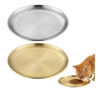 Juego de 2 cuencos planos de acero inoxidable para gatos, cuencos planos de acero inoxidable con bigotes anchos, 14 cm, cuencos planos anticaída para perros y gatos pequeños