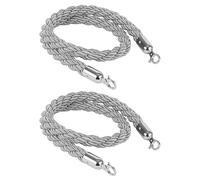 Juego de 2 cuerdas de soporte con ganchos a presión dorados y plateados - Cuerdas de barrera retorcidas de 2 a 10 pies(Silver Hook,95cm)