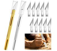 Juego de 2 cutters artísticos, bisturí con 10 cuchillas de repuesto, cuchillo para manualidades, cuchillo para escultura, escultura