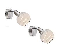 Juego de 2 decorativa LED Apliques Elliott - con Pantalla de Cristal Satinado, Foco orientable