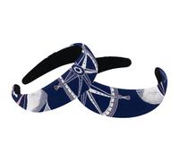 Juego de 2 diademas anchas de terciopelo para mujer, accesorios con patrón de brújula, velero, bandas acolchadas para la cabeza, diademas de belleza para el cabello para niñas