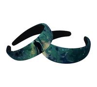 Juego de 2 diademas anchas de terciopelo para mujer, accesorios de Galaxy Alien Earth, bandas acolchadas para la cabeza, diademas de belleza para niñas y niñas