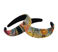Juego de 2 diademas anchas de terciopelo para mujer, accesorios florales coloridos de Galaxy Alien, bandas acolchadas para la cabeza, diademas de belleza para niñas y niñas