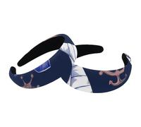 Juego de 2 diademas anchas de terciopelo para mujer, diseño de brújula de velero, accesorios con patrón de ancla, bandas acolchadas para la cabeza, diademas de belleza para niñas y niñas