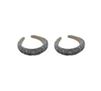 Juego de 2 diademas con cuentas de cristal grueso y ancho de esponja estilo barroco para mujer, accesorios de boda, fiesta, plata