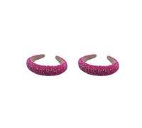 Juego de 2 diademas con cuentas de esponja de cristal estilo barroco, cierre de moda, accesorios de fiesta para mujer, color rojo rosa