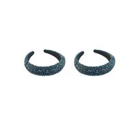 Juego de 2 diademas de esponja de cristal con cuentas de estilo barroco, cierre de aro de moda para mujeres y niñas, accesorios de boda, color azul