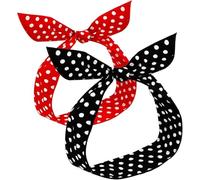 Juego de 2 diademas de lunares trenzados para mujer, diseño vintage de lunares rojos de los años 40, accesorio para el pelo de Navidad, diadema de lazo vintage, adecuado para niñas y mujeres