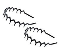 Juego de 2 diademas de plástico negro en zigzag (2 colores negros)
