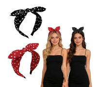 Juego de 2 diademas para mujer y niña, diadema ancha y diadema con lazo de lunares, estilo retro para fiestas, looks elegantes y uso diario