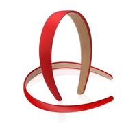 Juego de 2 diademas rojas, 3 cm de ancho, cintas de satén de seda roja, antideslizantes, de color liso, accesorios para el pelo para mujeres y niñas, cosplay, bricolaje