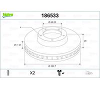 Valeo Disco de freno 186533 ventilado, aceitado – eje delantero – caja de 2