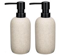 Juego de 2 dispensadores de jabón de manos, dispensador de jabón líquido de resina texturizada de piedra arenisca para encimera de baño, dispensador de jabón pesado y resistente para lavar platos para
