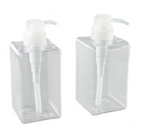 Juego de 2 dispensadores de jabón para baño y cocina, botellas transparentes recargables de 450 ml para jabón líquido, champú y acondicionador, para plástico PETG, Leak-P