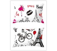 Juego de 2 Elegante Torre de París Funda de Cojín Rectangular Lino Suave Transpirable Cojín,Funda de Almohada Lumbar con Cremallera invisible Decoracion para Sofá Cama Hogar Jardin Exterior 30x50cm