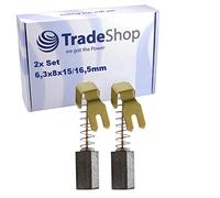 Juego de 2 escobillas de carbón para Metabo SBE 700/2 S R+L SBE 1000/2 S R+L SBEK 600/2 S SBEK 680 SBEK 680/2 S SBEK 750/2 S/Motorkohlen 6,3 x 8 x 15/16,5 mm